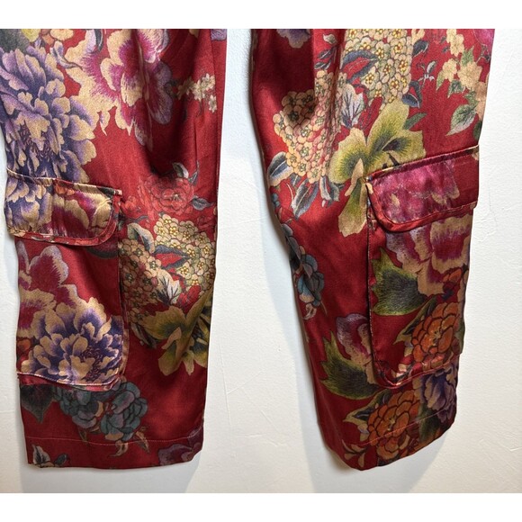 Biya Johnny Was Silk Floral Crop Pants Women's Size XS Pull On Pockets - Picture 8 of 16